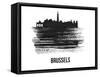 Brussels Skyline Brush Stroke - Black II-NaxArt-Framed Stretched Canvas