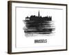 Brussels Skyline Brush Stroke - Black II-NaxArt-Framed Art Print