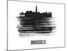 Brussels Skyline Brush Stroke - Black II-NaxArt-Mounted Art Print