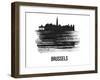 Brussels Skyline Brush Stroke - Black II-NaxArt-Framed Art Print