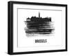 Brussels Skyline Brush Stroke - Black II-NaxArt-Framed Art Print