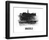 Brussels Skyline Brush Stroke - Black II-NaxArt-Framed Art Print