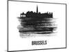 Brussels Skyline Brush Stroke - Black II-NaxArt-Mounted Art Print