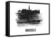 Brussels Skyline Brush Stroke - Black II-NaxArt-Framed Stretched Canvas