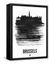 Brussels Skyline Brush Stroke - Black-NaxArt-Framed Stretched Canvas