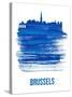 Brussels Skyline Brush Stroke - Blue-NaxArt-Stretched Canvas