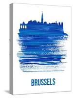 Brussels Skyline Brush Stroke - Blue-NaxArt-Stretched Canvas