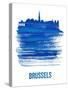 Brussels Skyline Brush Stroke - Blue-NaxArt-Stretched Canvas