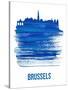 Brussels Skyline Brush Stroke - Blue-NaxArt-Stretched Canvas