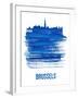 Brussels Skyline Brush Stroke - Blue-NaxArt-Framed Art Print