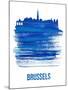 Brussels Skyline Brush Stroke - Blue-NaxArt-Mounted Art Print