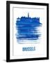 Brussels Skyline Brush Stroke - Blue-NaxArt-Framed Art Print