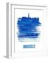 Brussels Skyline Brush Stroke - Blue-NaxArt-Framed Art Print