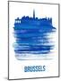 Brussels Skyline Brush Stroke - Blue-NaxArt-Mounted Art Print