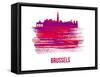 Brussels Skyline Brush Stroke - Red-NaxArt-Framed Stretched Canvas