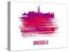 Brussels Skyline Brush Stroke - Red-NaxArt-Stretched Canvas