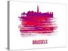 Brussels Skyline Brush Stroke - Red-NaxArt-Stretched Canvas