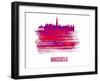 Brussels Skyline Brush Stroke - Red-NaxArt-Framed Art Print