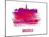 Brussels Skyline Brush Stroke - Red-NaxArt-Mounted Art Print