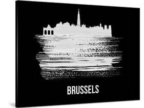 Brussels Skyline Brush Stroke - White-NaxArt-Stretched Canvas