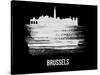 Brussels Skyline Brush Stroke - White-NaxArt-Stretched Canvas