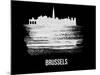 Brussels Skyline Brush Stroke - White-NaxArt-Mounted Art Print