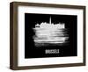 Brussels Skyline Brush Stroke - White-NaxArt-Framed Art Print