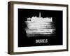 Brussels Skyline Brush Stroke - White-NaxArt-Framed Art Print