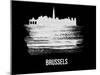 Brussels Skyline Brush Stroke - White-NaxArt-Mounted Art Print