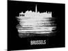 Brussels Skyline Brush Stroke - White-NaxArt-Mounted Art Print