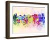 Brussels Skyline in Watercolor Background-paulrommer-Framed Art Print