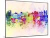 Brussels Skyline in Watercolor Background-paulrommer-Mounted Art Print