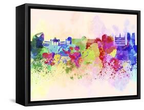 Brussels Skyline in Watercolor Background-paulrommer-Framed Stretched Canvas