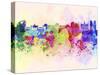 Brussels Skyline in Watercolor Background-paulrommer-Stretched Canvas