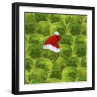 Brussels Sprout One with Christmas Hat-null-Framed Photographic Print