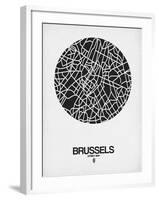 Brussels Street Map Black on White-NaxArt-Framed Art Print