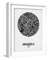 Brussels Street Map Black on White-NaxArt-Framed Art Print