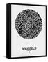 Brussels Street Map Black on White-NaxArt-Framed Stretched Canvas