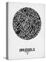 Brussels Street Map Black on White-NaxArt-Stretched Canvas