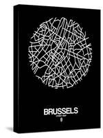 Brussels Street Map Black-NaxArt-Stretched Canvas