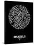 Brussels Street Map Black-NaxArt-Stretched Canvas