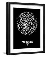 Brussels Street Map Black-NaxArt-Framed Art Print