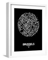 Brussels Street Map Black-NaxArt-Framed Art Print