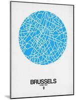 Brussels Street Map Blue-NaxArt-Mounted Art Print