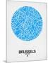 Brussels Street Map Blue-NaxArt-Mounted Art Print