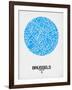 Brussels Street Map Blue-NaxArt-Framed Art Print