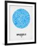 Brussels Street Map Blue-NaxArt-Framed Art Print