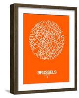 Brussels Street Map Orange-NaxArt-Framed Art Print