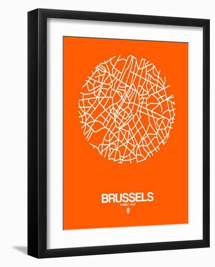 Brussels Street Map Orange-NaxArt-Framed Art Print