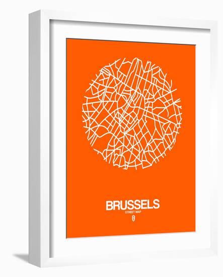 Brussels Street Map Orange-NaxArt-Framed Art Print